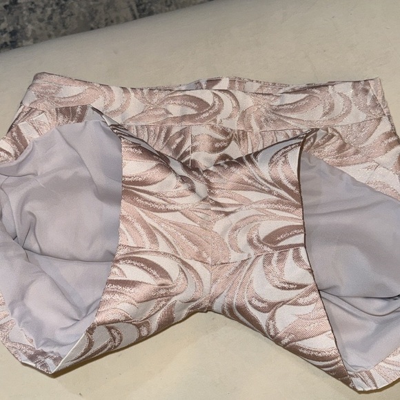 Intermix Lydia Lurex Pink Metallic Jacquard Leaf Side Zip Short - Picture 7 of 14